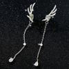 Rhinestone Crystal Angel Wings Tassel Stud Earrings - Fashionable Accessories