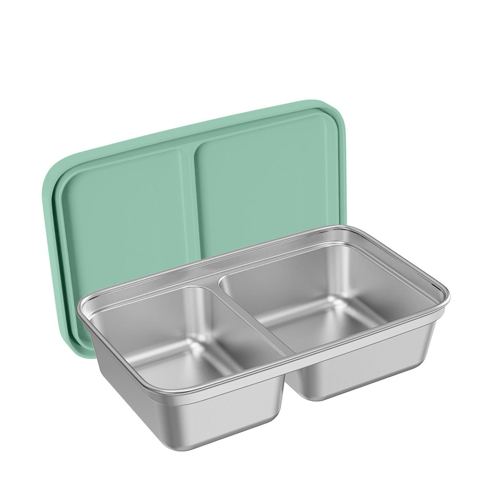 

1000ML Stainless Steel Rectangular Lunch Box with Silicone Lid Divided Food Storage Container for Refrigerator and Meal Prep one size