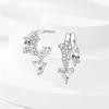 Curved Claw Snowflake Four-Leaf Star Stud Earrings For Women Shining Cubic Zirconia Fashion Ear Studs Daily Party Wear Jewelry