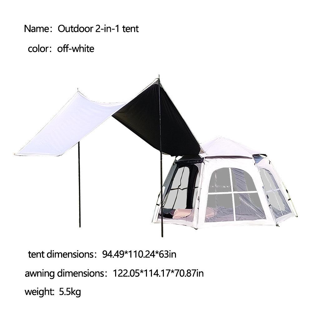 Portable Hexagonal Automatic Folding Camping Tent with Sun Protection 5-8 People