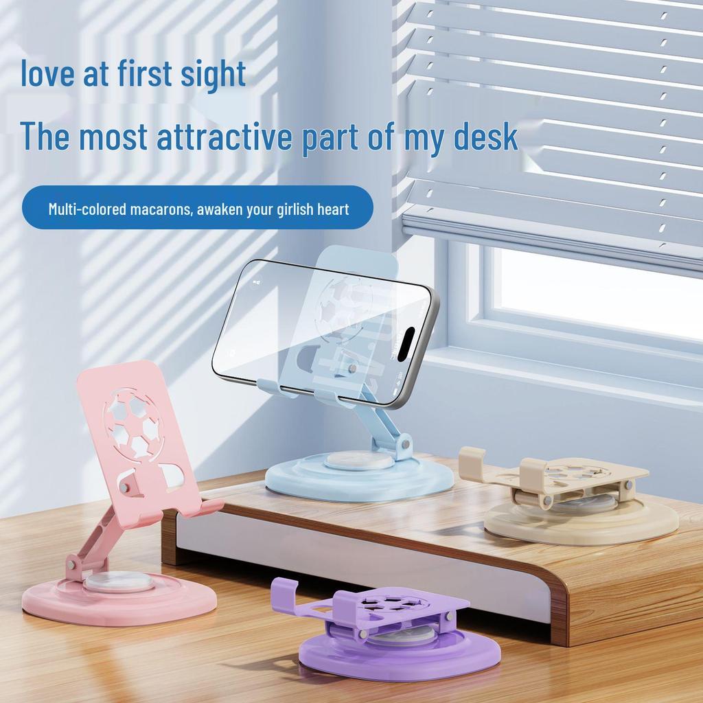 Portable Metal Desktop Tablet & Phone Stand - Rotatable, Foldable for Live Broadcast & Binge-Watching