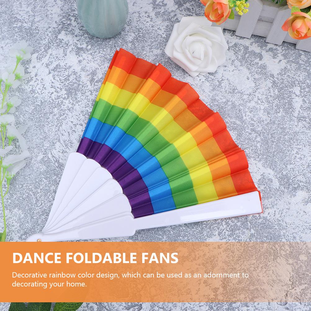 10 Pcs Rainbow Folding Fan Fans Photo Props Creative Foldable Dancing Dance Performance Supplies Exquisite