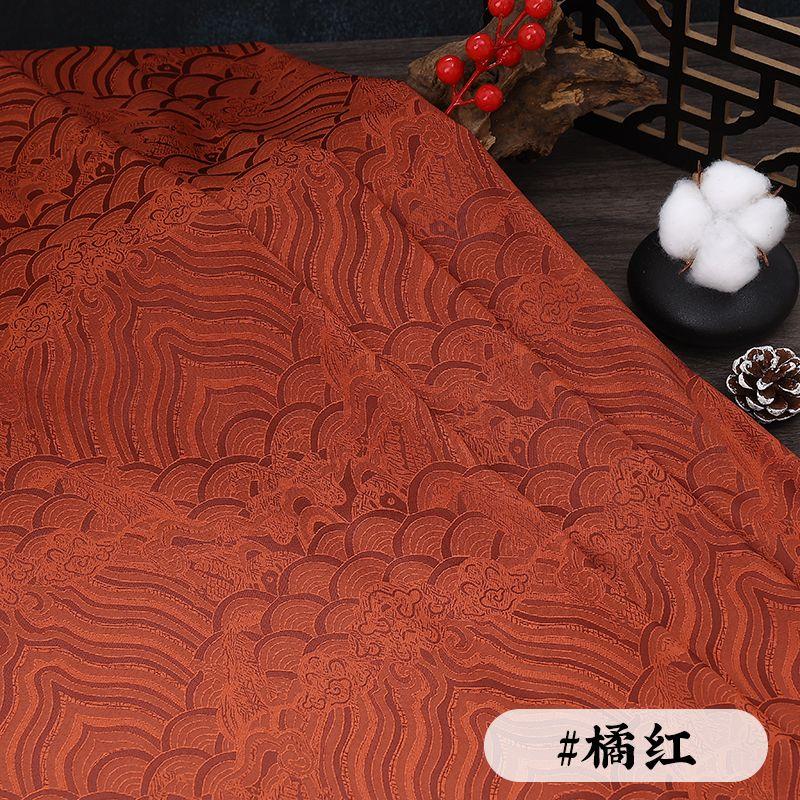 Wave Jacquard Fabric Micro Stretch Breathable By The Meter for Hanfu Dress Horse Face Skirt Sewing Anti Wrinkle Cloth White Red