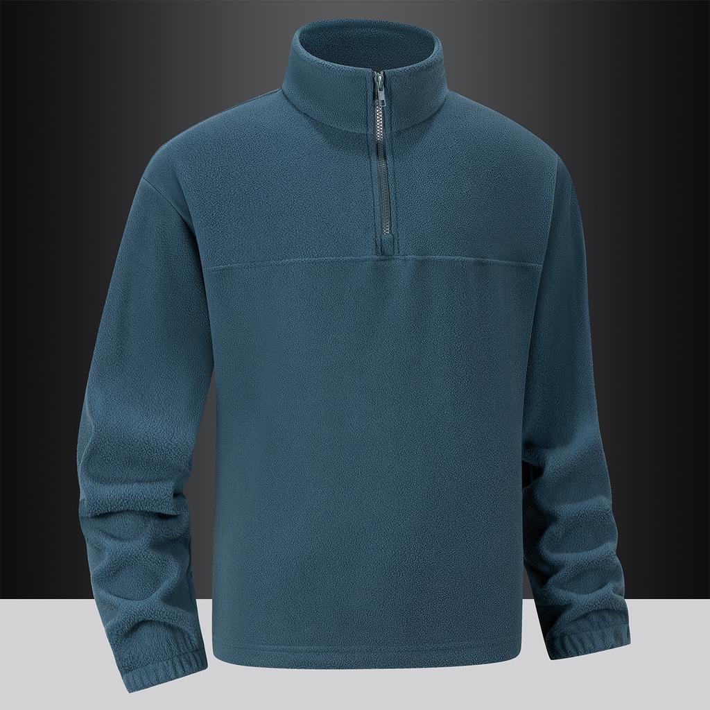 Fleece Fleece Hoodie Men's Solid Color Half Zipper Fleece Jacket Stand Collar Jacket