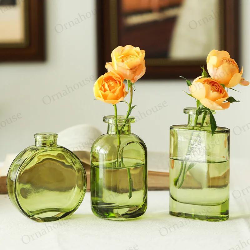 

Стеклянная ваза в скандинавском стиле, минималистская ваза небольшого размера, цветной стеклянный гидропонный цветочный набор, украшение для дома и украшения