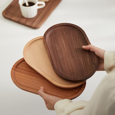 Japanese Oval Wooden Tray Solid Wood Rectangular Dinner Tray Afternoon Tea Coffee Delicate Small Tray