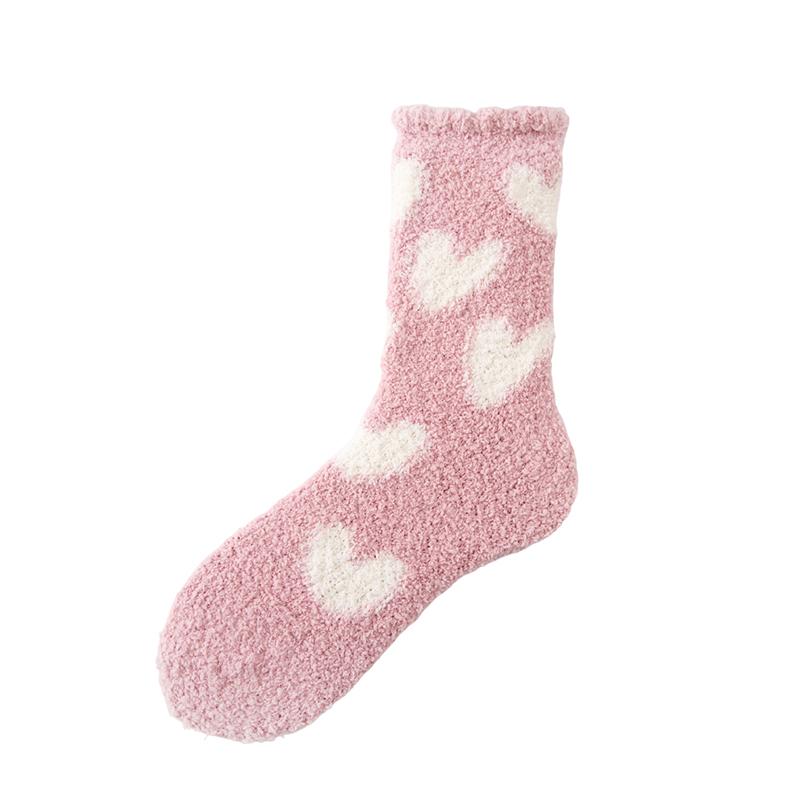 1 Paire Chaussettes Épaisses Cœur Polaire Corail Pour Femmes Manchon Moyen Confort Et Chaleur Chaussettes Hiver Chaussettes de Sol