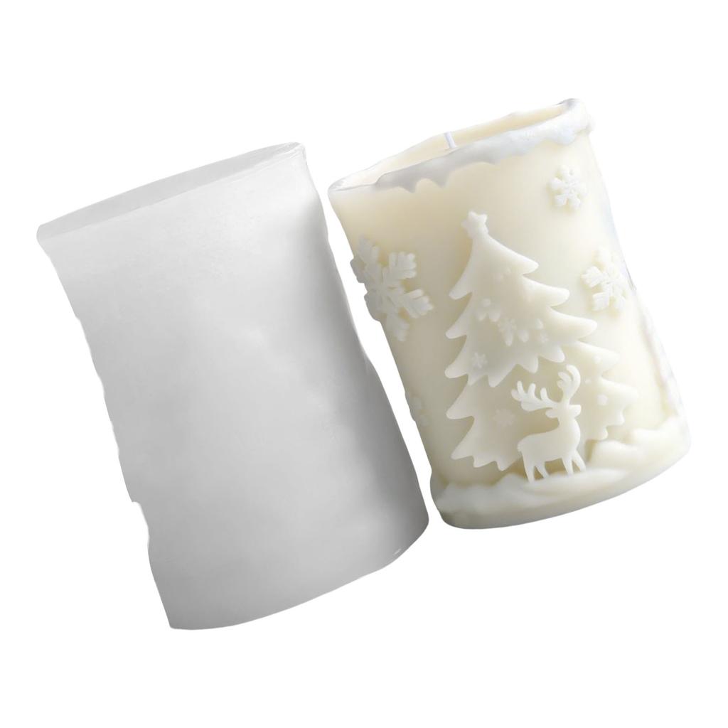Christmas Candle Mould Silicone Molds Ornament Molds Castings Molds Snowflake Cylinder Plasters Molds Craft Supplies