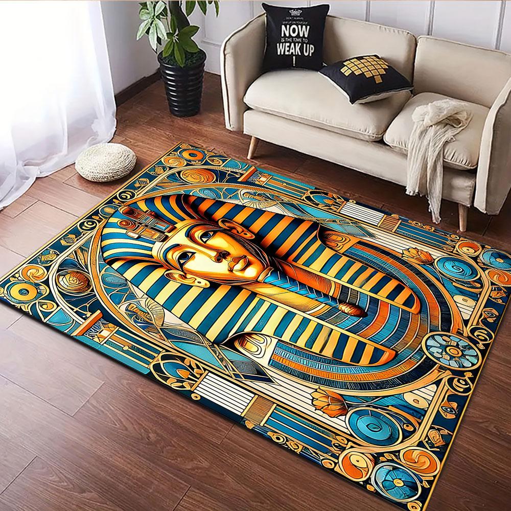 "Egyptian Pharaoh Art Deco Design" Patterned carpet, suitable as a non slip play mat for the living room and bedroom sofa