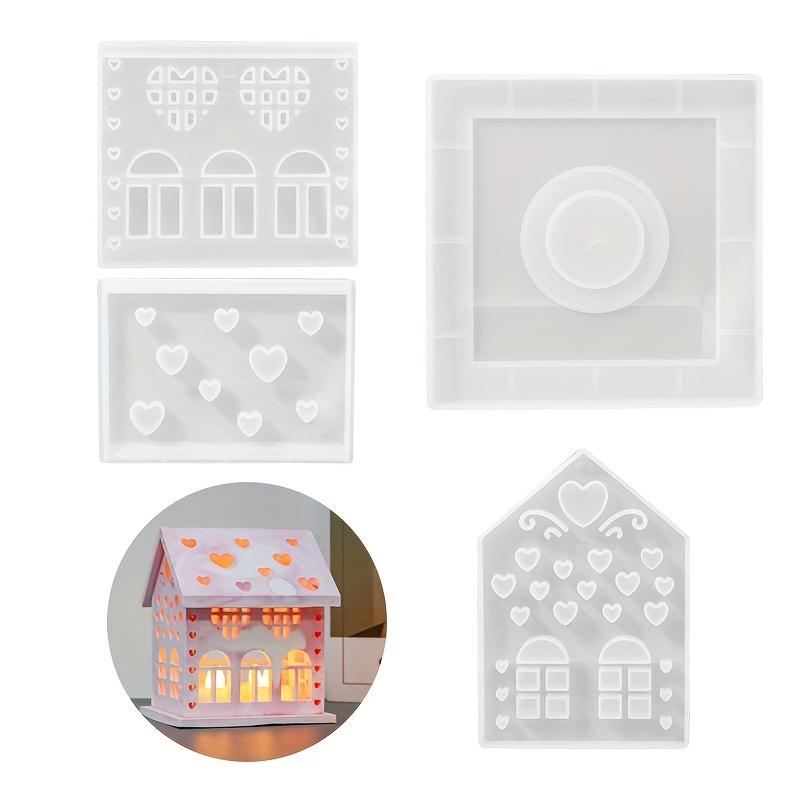 

Love Cabin Candlestick Silicone Mold Hollow Love House Night Light Lampshade Plaster Mold Cement Candle Holder Lamp Mould