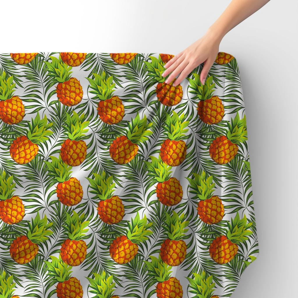 Royal Samt Stoff Polyester Zum Nähen - Motiv Ananas 2