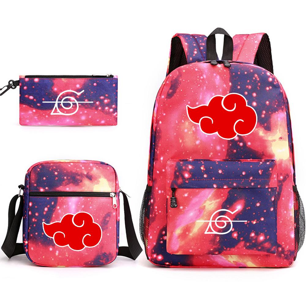 Three-Piece Schoolbag Animation Peripheral Starry Sky Student Backpack Printing Large-Capacity Outdoor Backpack
