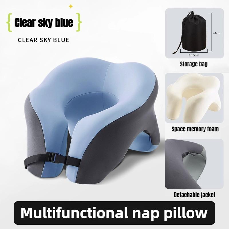 Pernă de călătorie portabilă în formă de U, spumă cu memorie, pernă de dormit, pernă de birou, pernă de pui de somn, pernă de gât pentru mașină, avion, suport ergonomic pentru cap