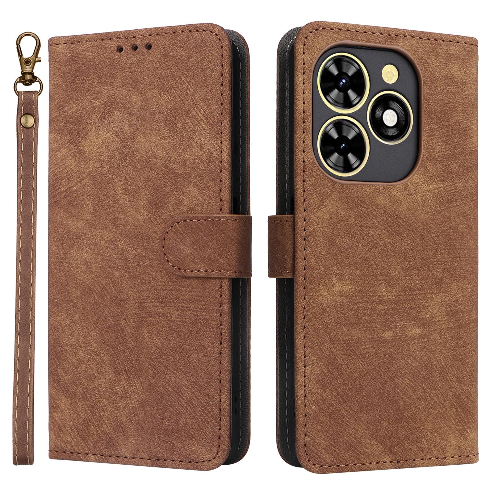 

For TECNO Spark Go 2024 4G BG6/Spark 20C BG7/Pop 8 Leather Case RFID Blocking Phone Cover Brown