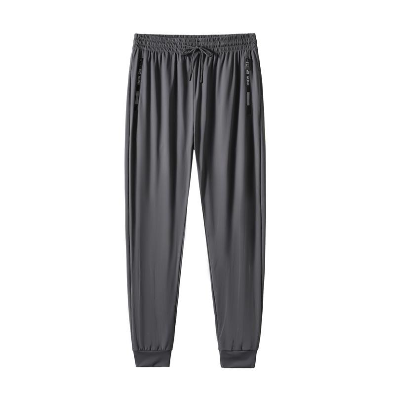 Plus Size Men's Summer Quick-Dry Ice Silk Pants: Lightweight, Loose, High Elastic, Finely Woven, Nylon Sports Pants (#067).