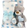 Plush Teddy Bear Animal Gift Set with Blue Heart Perfect for Newborns and 826566 Q-FLA Blanket, Celebrations,
