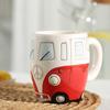 Deding Keramik Handbemalt Cartoon Auto Bus Kreative Persönlichkeit Kaffeetasse Frühstück Wasserbecher