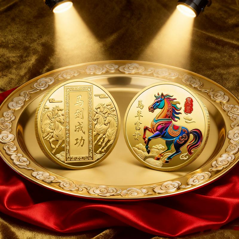 1Pc 40mm Metal Collection 2026 Chinese New Year Souvenir Coins Lucky Animal Horse Collectible Coins Gold Coin Challenge Coin