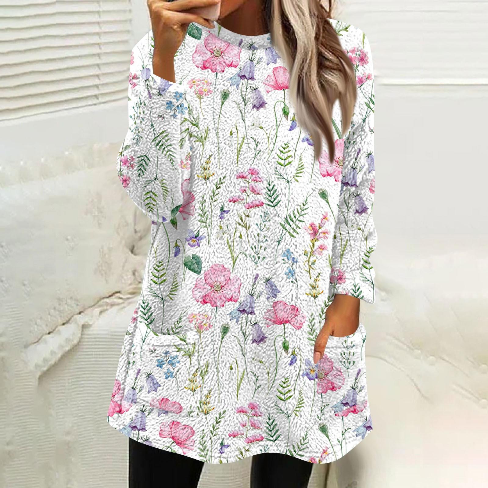 

Женская мода повседневная плюшевая толстовка с длинным рукавом с принтом и карманами XXL