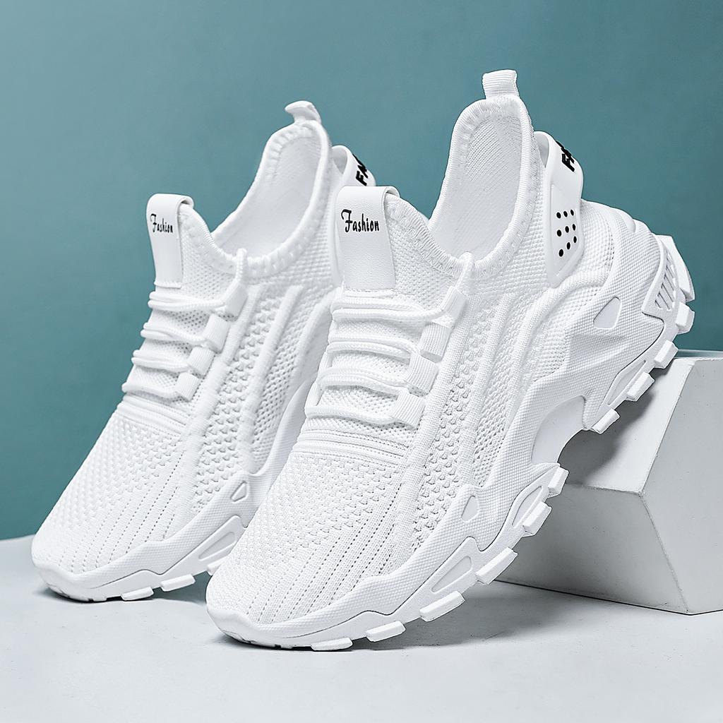 Women's Casual Sports Shoes Fashion Knitted Sneakers Breathable Mesh Lace-up Design