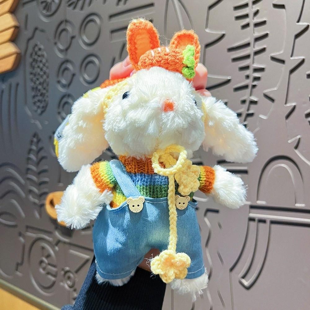 Cute Cartoon Plush Doll Pendant Fluffy Animal Dressing Rabbit Keychain Soft Plush Toy Stuffed Plush Rope Buckle Doll Accessories