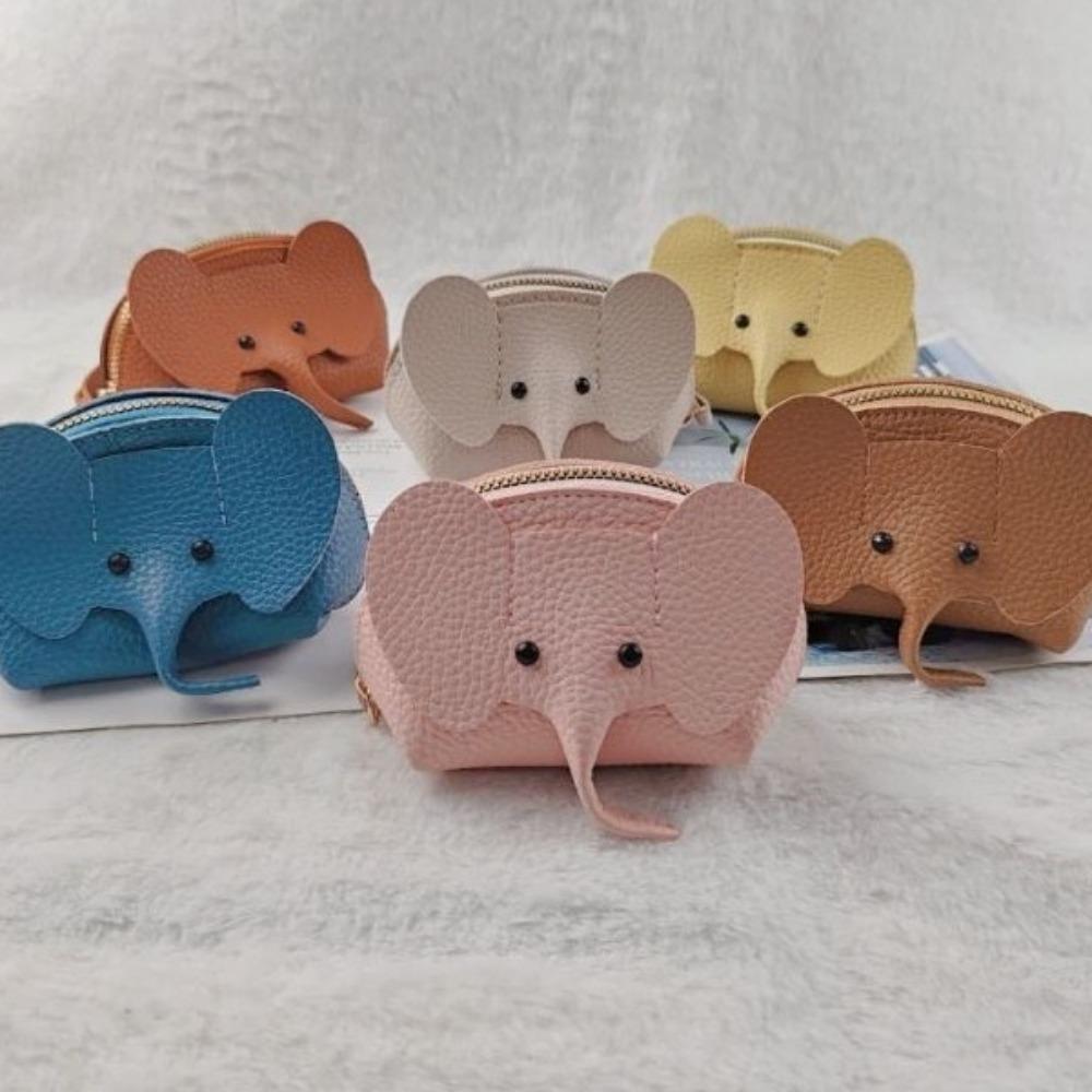 Fashion PU Elephant Bag Hasp Zipper Clutch Solid Color Bag Pendant with Loose Change Storage Vintage Coin Purse Home