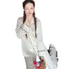 Autumn new ice silk small polka dot lace high-end long-sleeved trousers women's pajamas thin loose loungewear
