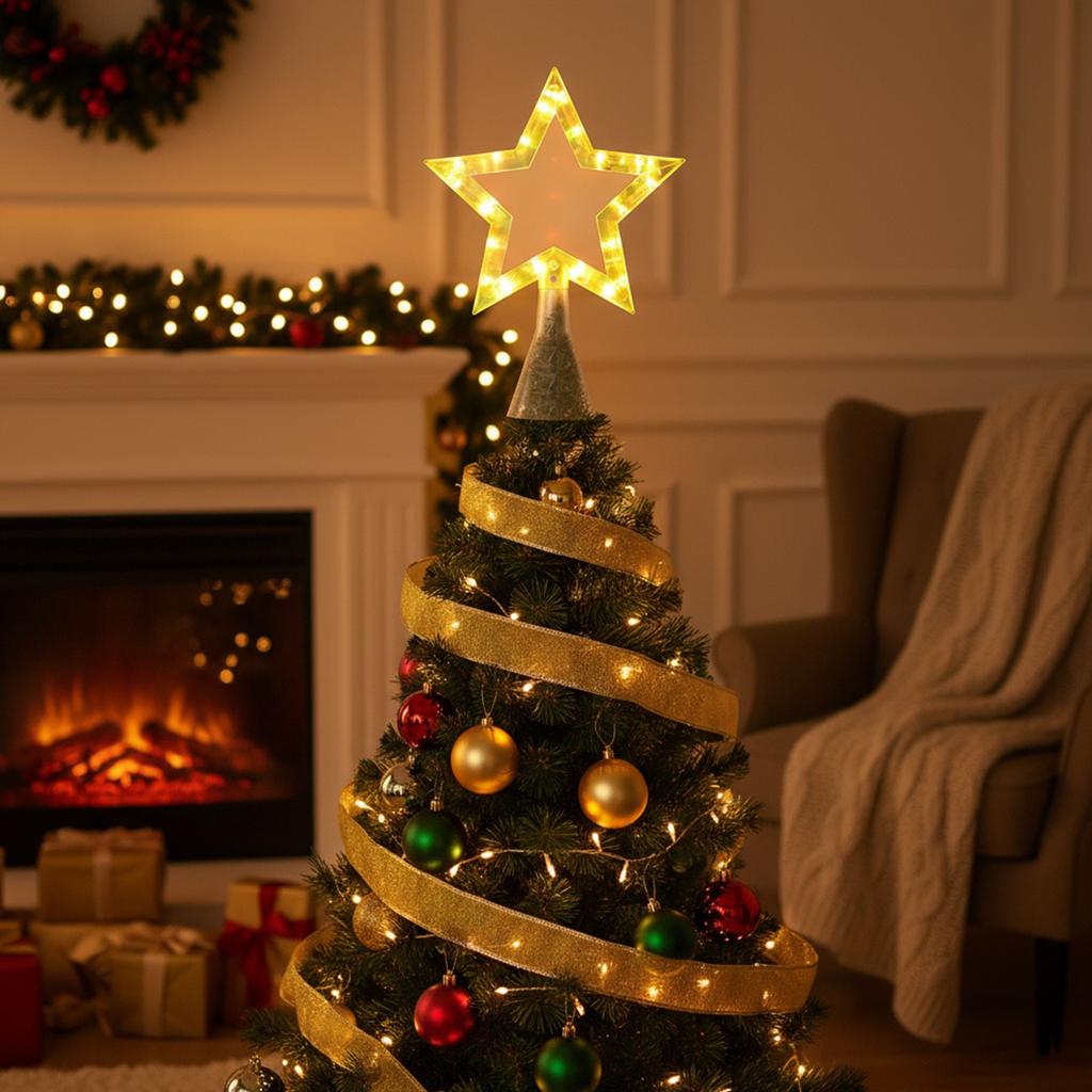 Christmas Star Tree Topper with LED Lights & Music Christmas Tree Topper Star for Christmas Tree Decoration
