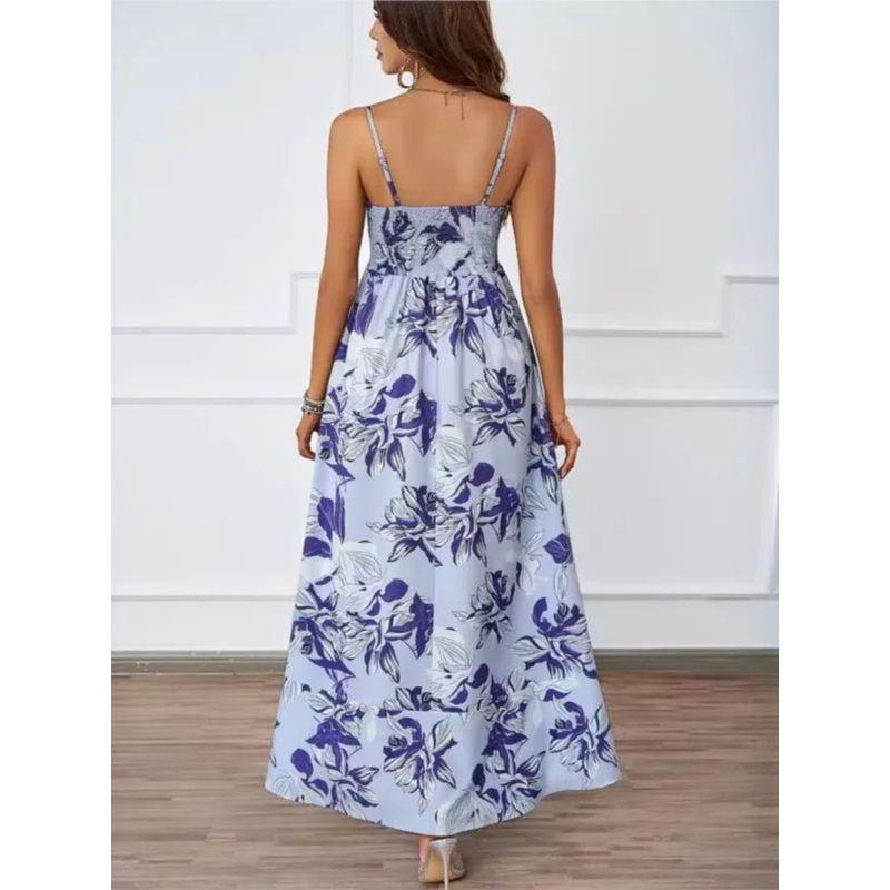 Floral Print Backless Camisole Dress Florals Print Open Back Sling Dress Women