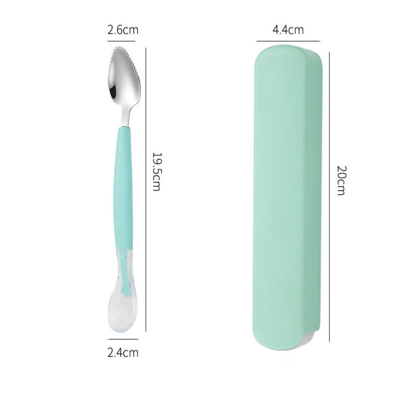 Stainless Steel Baby Feeding Spoons Silicone Heads Gentle on Gums Suitable for Everyday Use