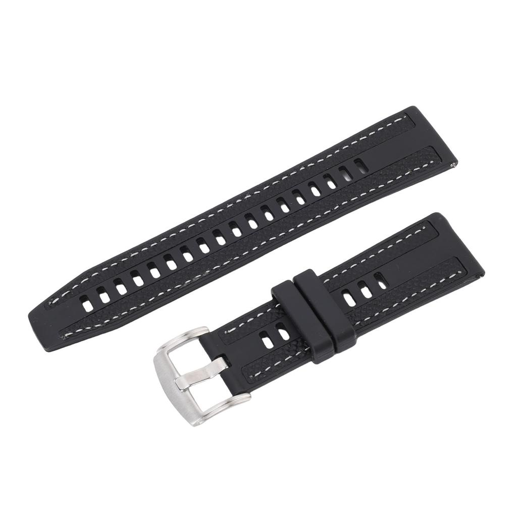 Watch Strap Fit for GT3 Smart Watch Water Proof Rubber Band Replacement Lychee Pattern 22mm Black