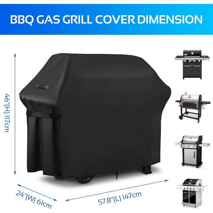 Housse de barbecue - dobiger - oxford - 147x61x122 cm - anti-uv - imperméable - anti-vent