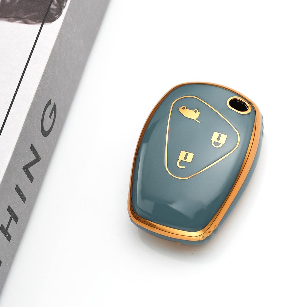 Gold Edge Soft Tpu For Renault Duster Sandero Clio Trafic Twingo Kangoo Master Modus Dacia Car Key Case 2/3 Buttons Keyless