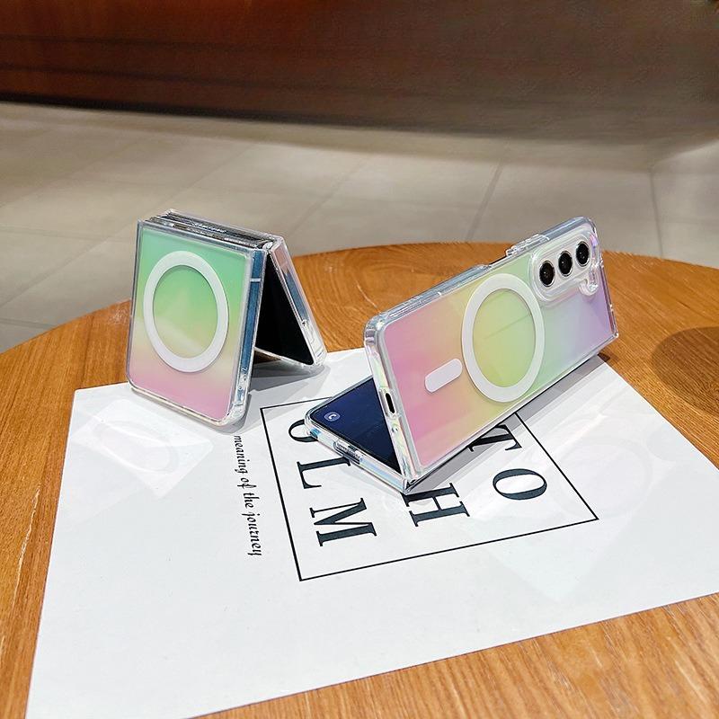 Advanced Color Plated Aurora Samsung Folding ZFOLD7 Magnetic Suction Mobile Phone Case Suitable for ZFLIP7 Protective Case ZFOLD5