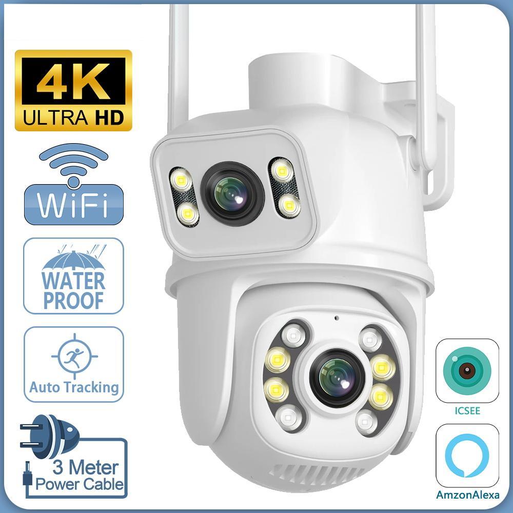 Nouveau 8MP EU 4K double objectif WIFI PTZ IP caméra de sécurité en temps réel double écran Ai suivi automatique détection du corps extérieur étanche CCTV vidéo Surveillance