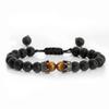 Men's Retro Volcanic Rock & Tiger Eye Crown Beaded Bracelet
