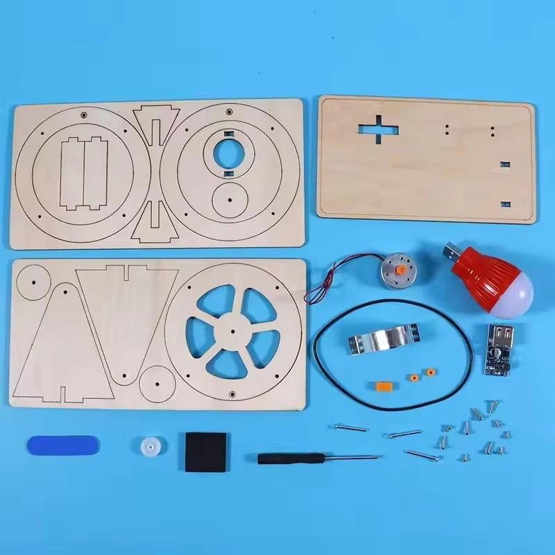 STEAM Hand Crank Generator DIY Science Kit Wooden Physics Educational Electricity Renewable Energy Experiments Learning Creative