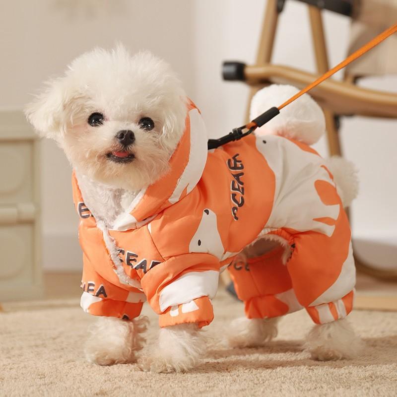 Warm Winter Dog Coat Small Breeds - 4-Legged Thick Cotton Pet Jacket Teddy Poodle Bichon In Fall