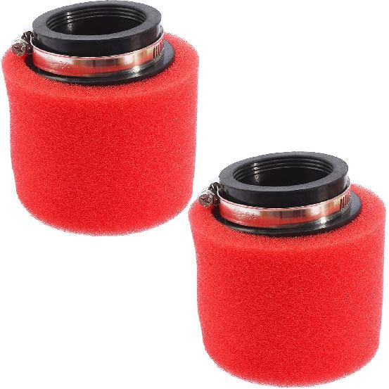 2Pcs 44mm 45mm 1.77inch Red Double Foam Pod Performance Filter for 50cc-90cc 110cc 125cc 140cc 150cc 200cc 250cc GY6 ATV Scooter Quad Go Kart Moped