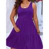 Spring and Summer Large Size Loose A-line Dress Women's Clothing Casual Commuter Sundress Solid Color Fashion Elegant Sleeveless Party Cake Dress