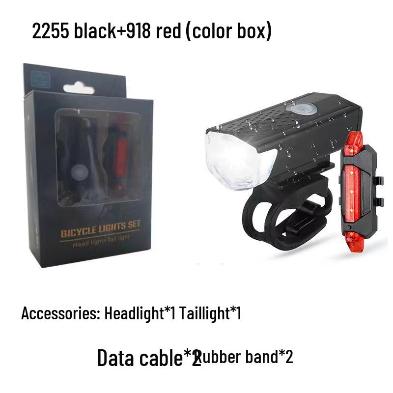 USB Rechargeable Bicycle Light Set: Super Bright Front and Rear Lights for Night Riding and Outdoor Cycling.