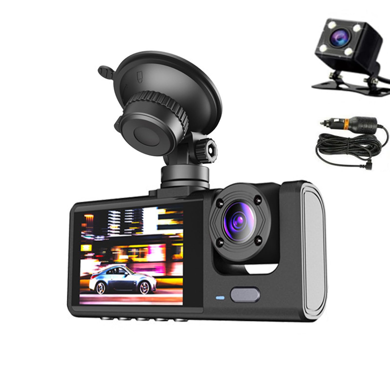 

3 Camera Dash Camera, For Cars, Small Dash Camera, 3 Cameras, 1080P, 360° Omnidirectional