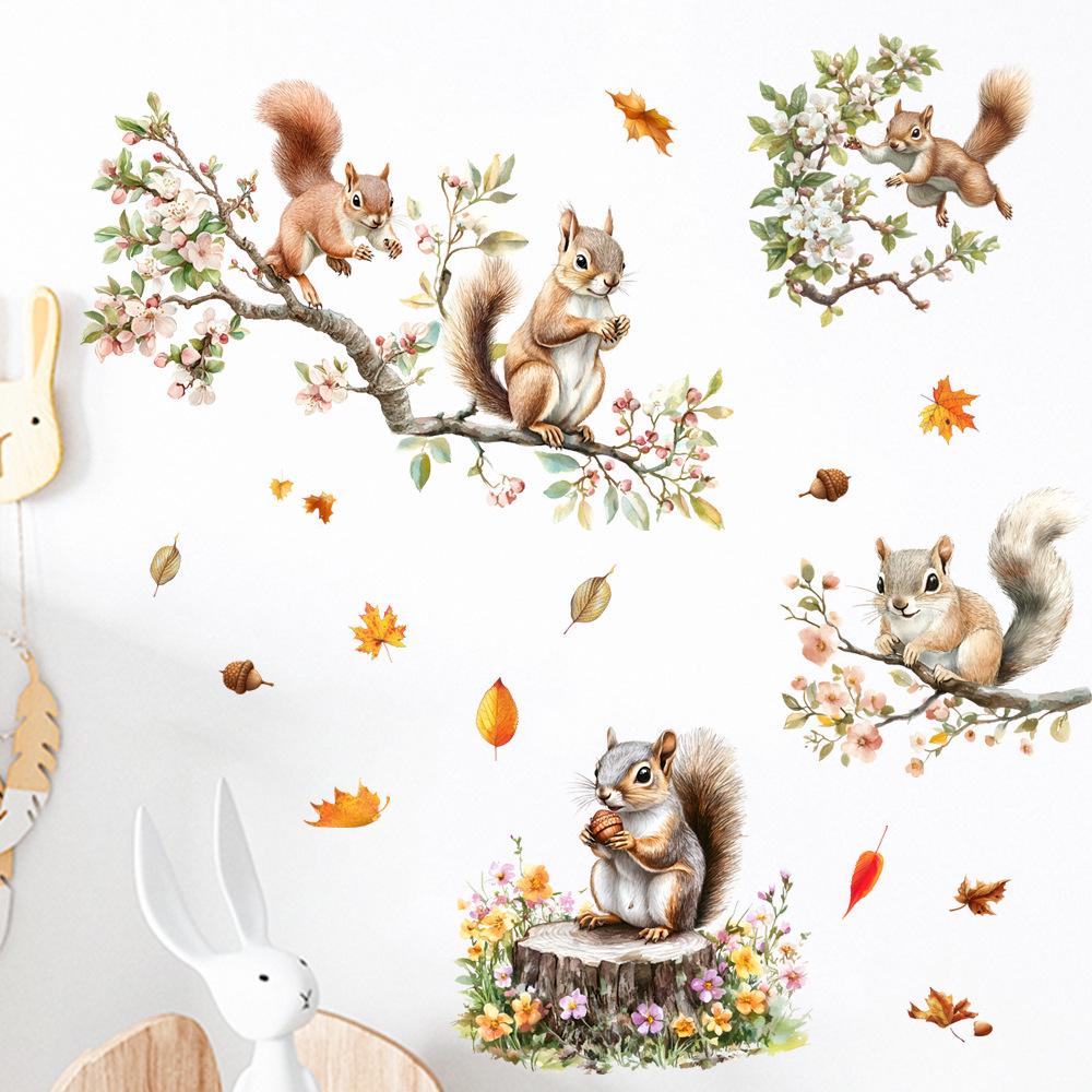 Squirrel Wall Sticker: Removable Self-Adhesive Art for Living Room, Bedroom, or Entrance