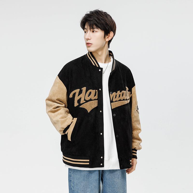 

Мужская кожаная куртка 2025 осень новая американская ретро свободная повседневная кожаная куртка стойка воротник мотоциклетная куртка XXXXL чёрный