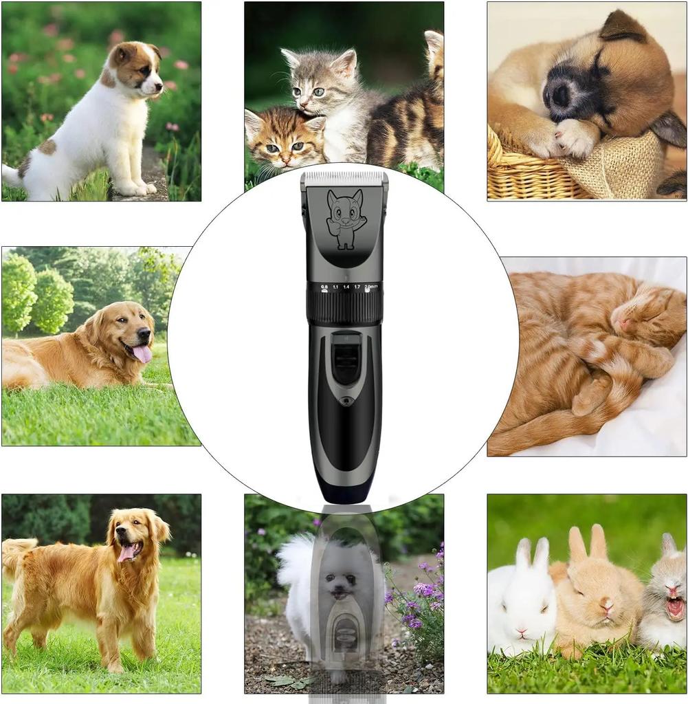 Dog Grooming Kit Clippers, Low Noise, Electric Quiet, Rechargeable, Cordless, Pet Hair Thick Coats Clippers Trimmers Set