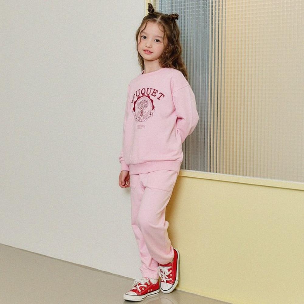 

Olivan Simple Graphic Sweatshirt Top And Bottom Light Pink light pink/110