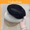 Black Polyester Geometric Beret Hat For Women Sun Protection Casual Style