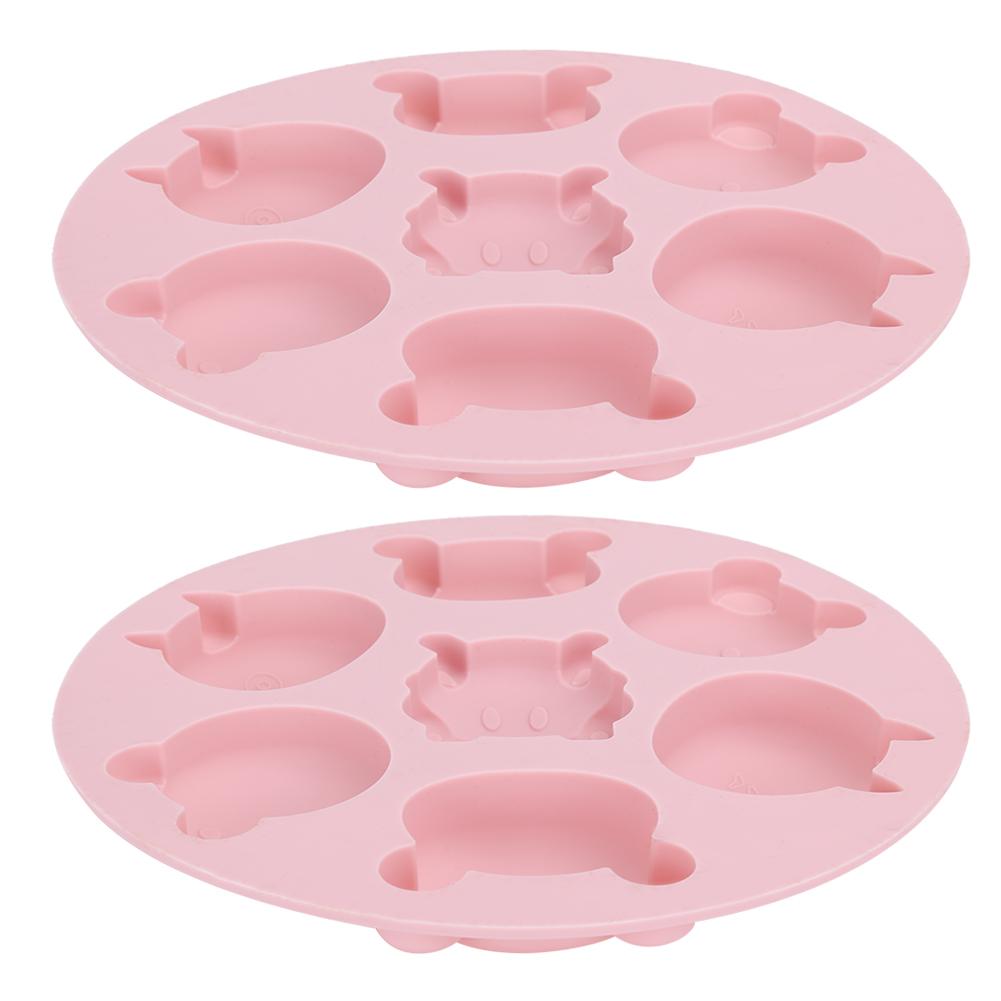 2Pcs Cartoon Animal Shaped Non‑Stick Silicone Mold Cake Chocolate Kitchen Baking Tools(Pink )