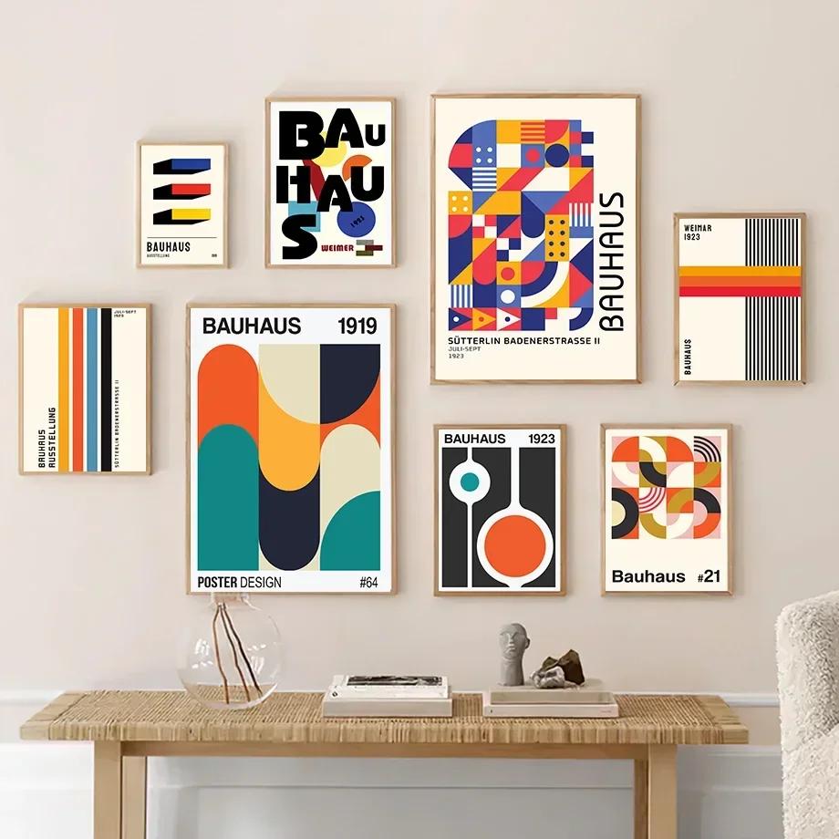 Bauhaus Abstract Geometric Line Colorful Wall Art Nordic PostersCanvas Painting  And Prints Wall Pictures For Living Room Decor