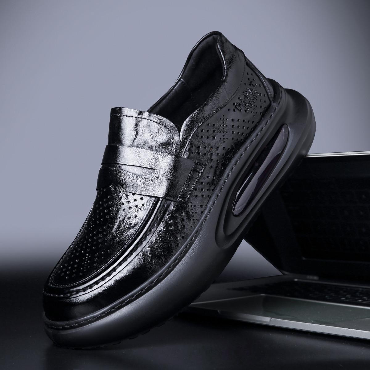 

2025 men s leather shoes, the first layer of cowhide, one pedal, loafers, thick soles to increase height, air cushion men s shoes are fashionable an 43
